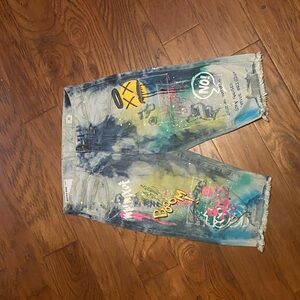 Graffiti Art Denim Shorts